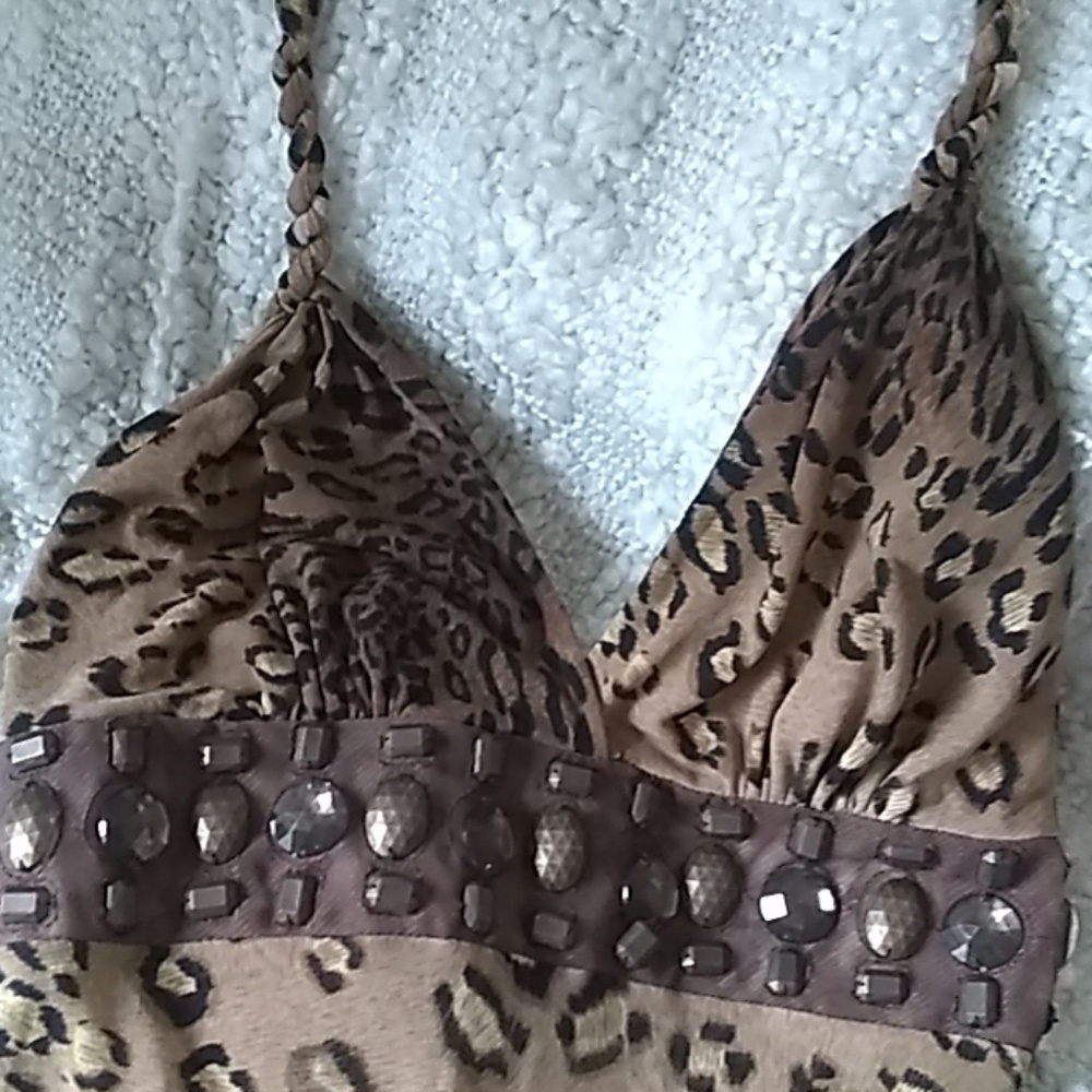 Leopard beaded halter